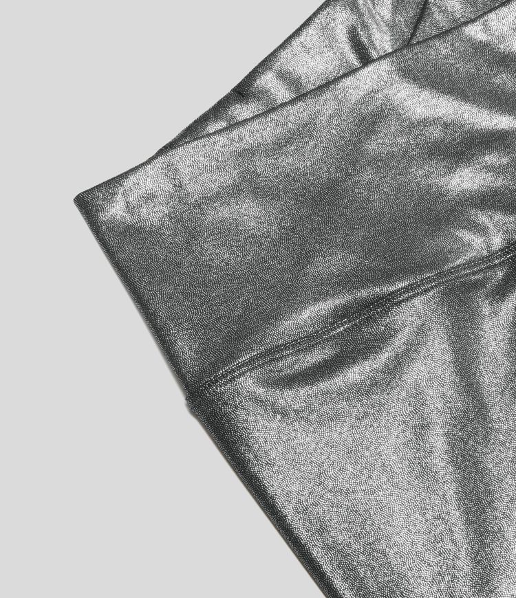 SoftlyZero™ Imiteret læder crossover bukser med lomme og folietryk, strækbare, afslappede