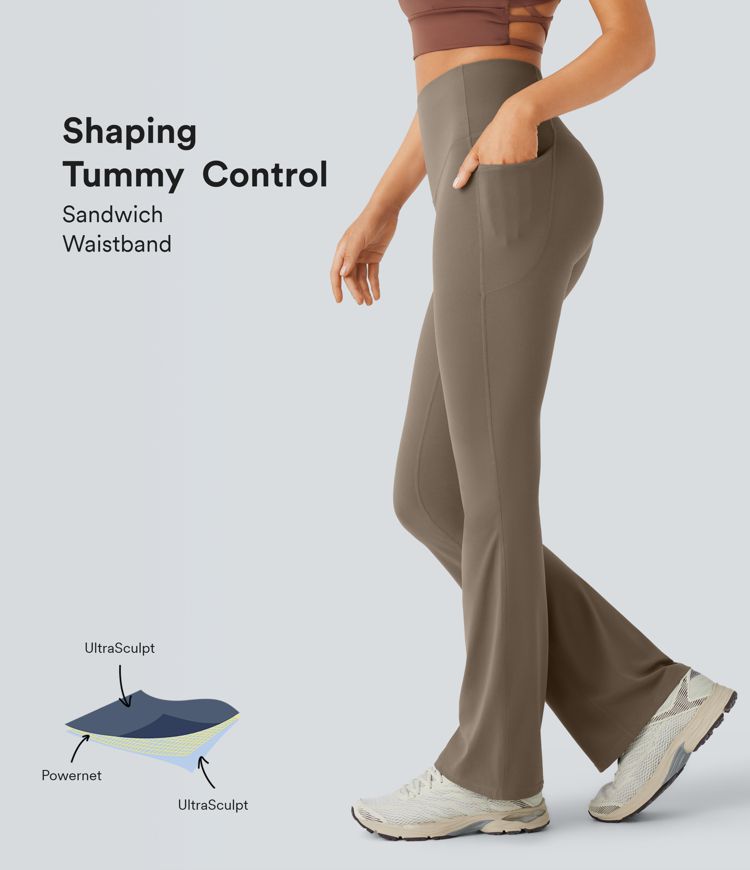 Halara UltraSculpt™ High Waisted Tummy Control Pocket Shaping Yoga Bootcut Leggings