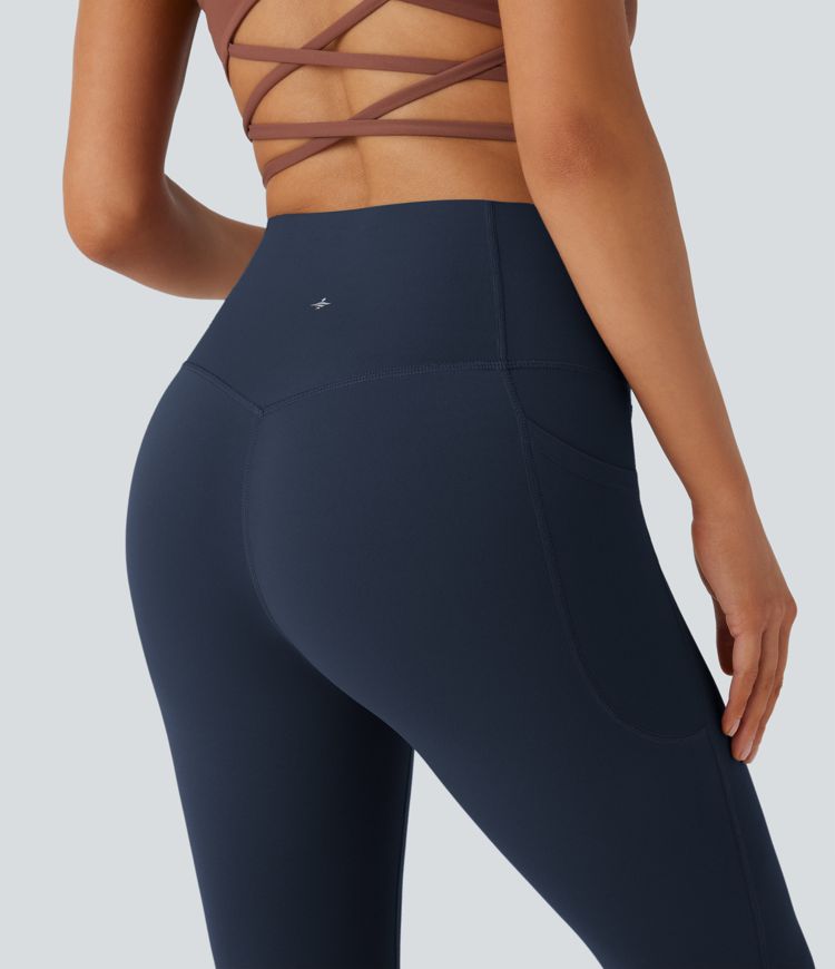 Halara UltraSculpt™ SoCinched Hohe Taille Bauchkontrolle Taschen Formende Yoga Bootcut Leggings