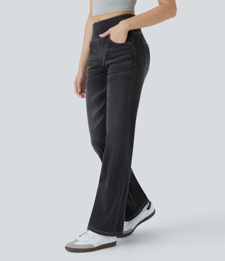 Halara Flex™ High Waisted Pockets Washed Casual Bootcut Jeans