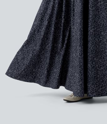 Leopard Print Flowy Maxi Casual Slip Dress with Pockets