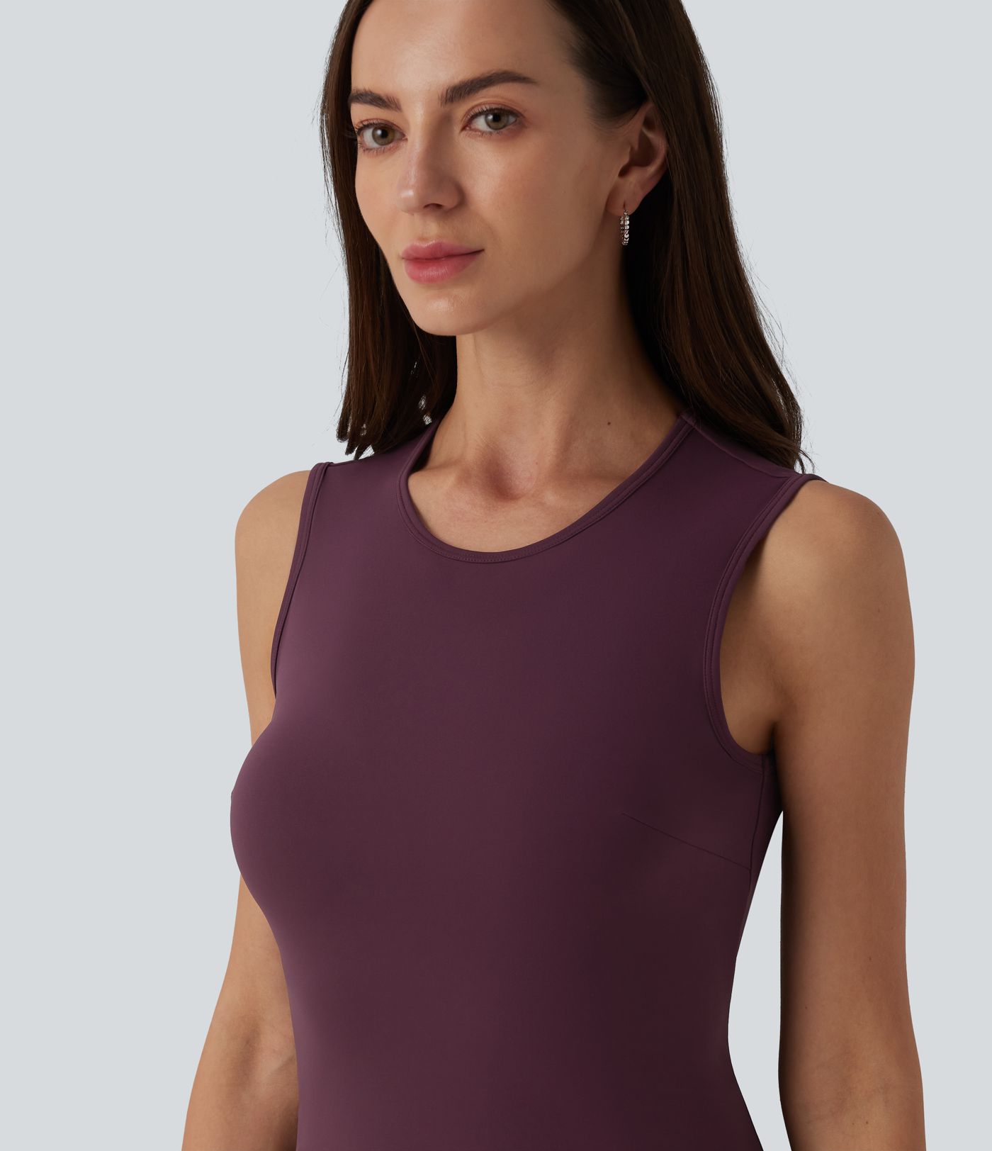 SoftlyZero™ Airy Round Neck Sleeveless Layered Ruffle Hem Cool Touch Mini Casual Dress