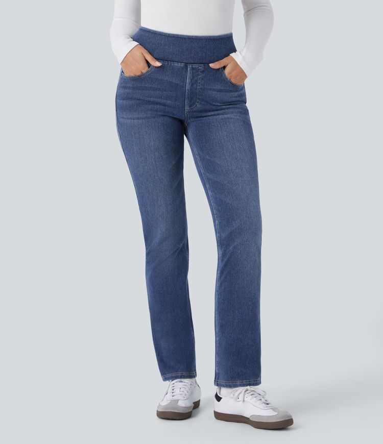 Halara Flex™ Denim Heat High Waisted Pockets Washed Casual Bootcut Jeans