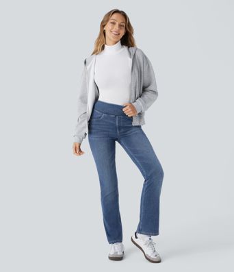 Halara Flex™ Denim Heat High Waisted Pockets Washed Casual Bootcut Jeans