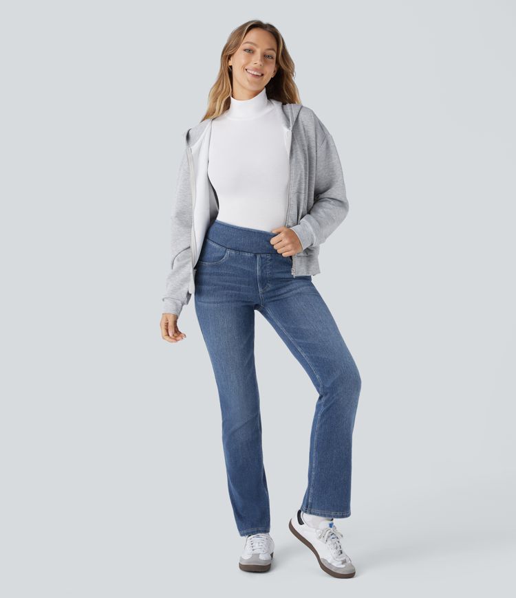 Halara Flex™ Denim Heat High Waisted Pockets Washed Casual Bootcut Jeans