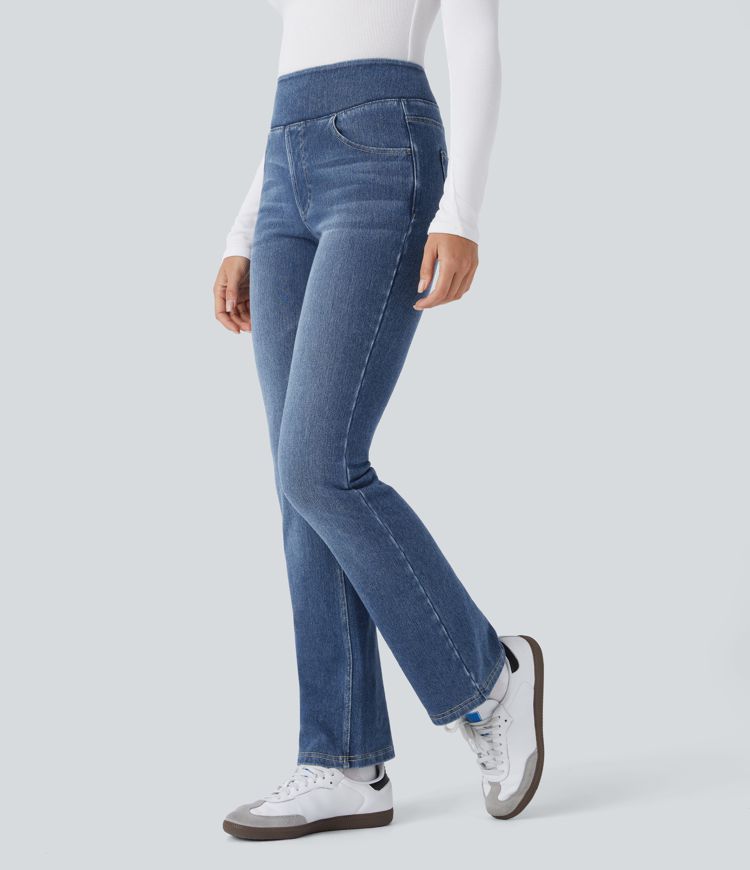 Halara Flex™ Denim Heat High Waisted Pockets Washed Casual Bootcut Jeans