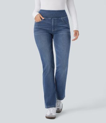 Halara Flex™ Denim Heat High Waisted Pockets Washed Casual Bootcut Jeans