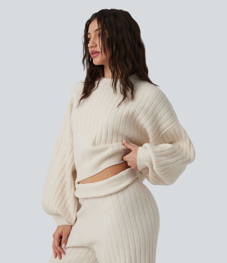 Round Neck Bishop Sleeve Casual Jumper