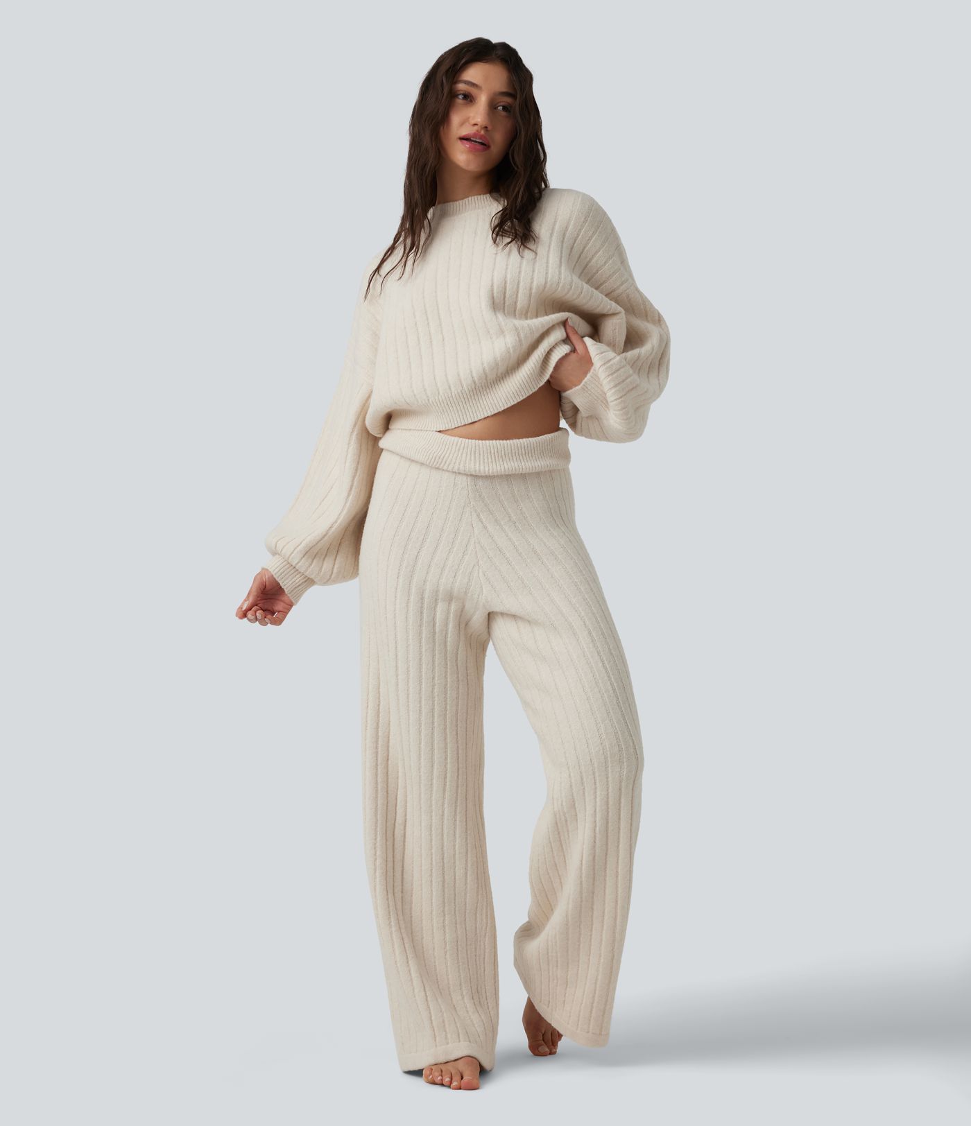 Round Neck Bishop Sleeve Casual Jumper