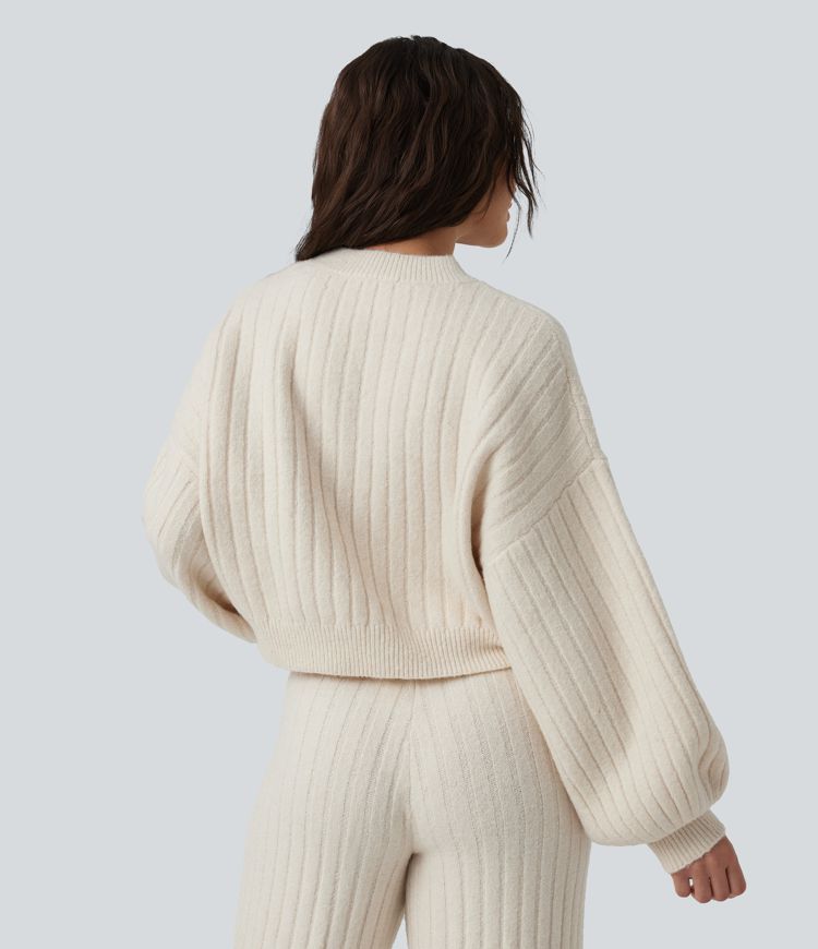 Round Neck Bishop Sleeve Casual Jumper