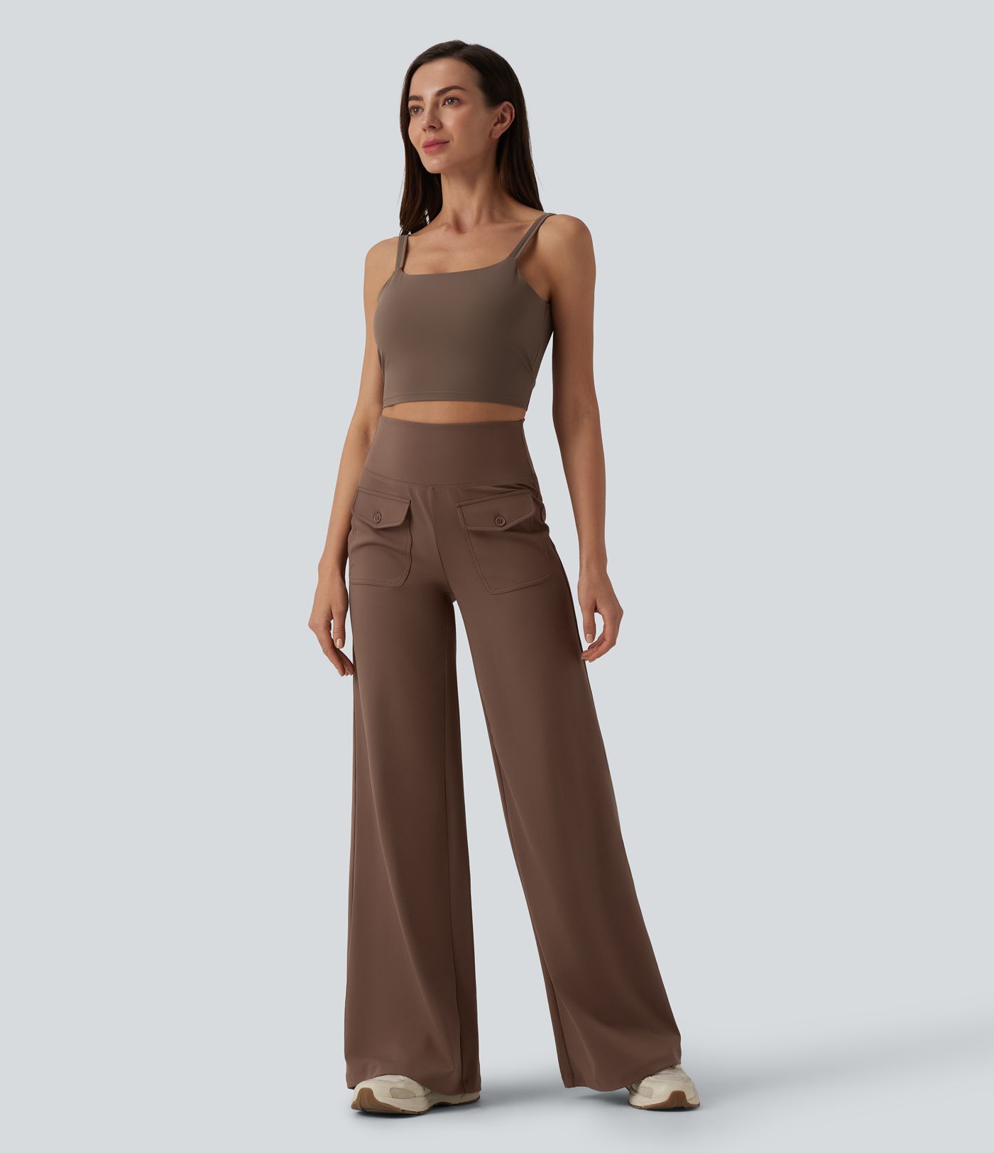 DayStretch High Waisted Tummy Control Wide Leg Yoga Trousers with Pockets