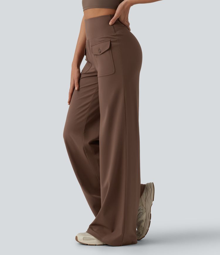 DayStretch - Yogahose mit hohem Bund, Seitentaschen, Bauchkontrolle und weitem Bein