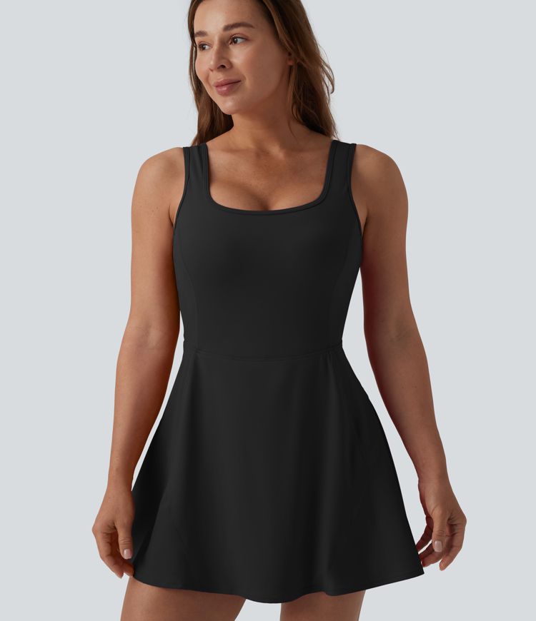 SoftlyZero™ Airy U Neck 2-in-1 Pocket Mini Cool Touch Dance Active Dress DD-F Cups-Easy Peezy
