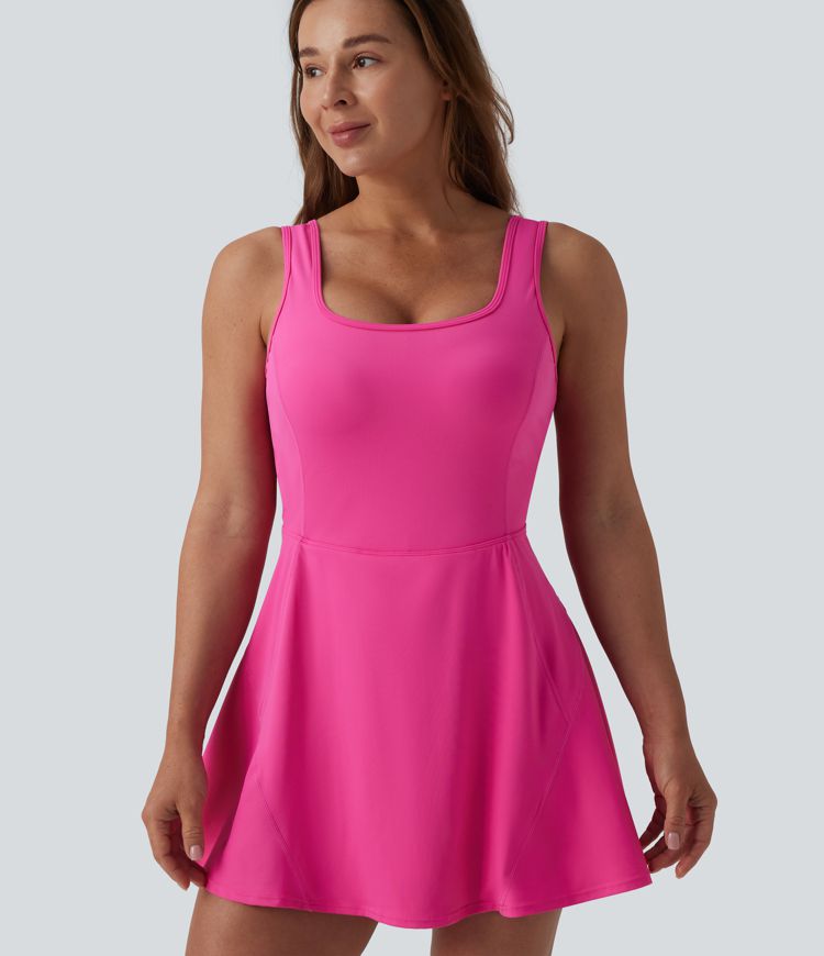 SoftlyZero™ Airy U Neck 2-in-1 Pocket Mini Cool Touch Dance Active Dress D-F Cups-Easy Peezy