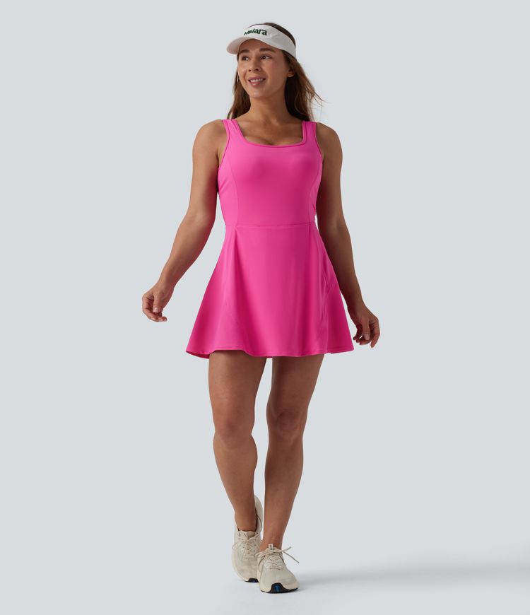 SoftlyZero™ Airy U Neck 2-in-1 Pocket Mini Cool Touch Dance Active Dress D-F Cups-Easy Peezy
