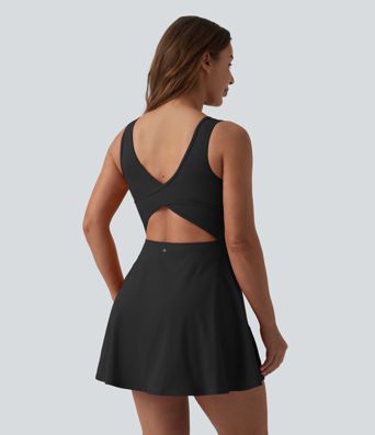 SoftlyZero™ Airy U Neck 2-in-1 Pocket Mini Cool Touch Dance Active Dress DD-F Cups-Easy Peezy
