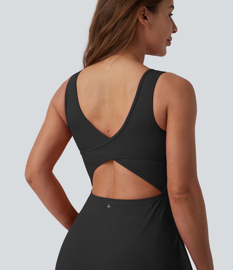 SoftlyZero™ Airy U Neck 2-in-1 Pocket Mini Cool Touch Dance Active Dress DD-F Cups-Easy Peezy