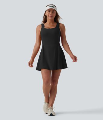 SoftlyZero™ Airy U Neck 2-in-1 Pocket Mini Cool Touch Dance Active Dress DD-F Cups-Easy Peezy