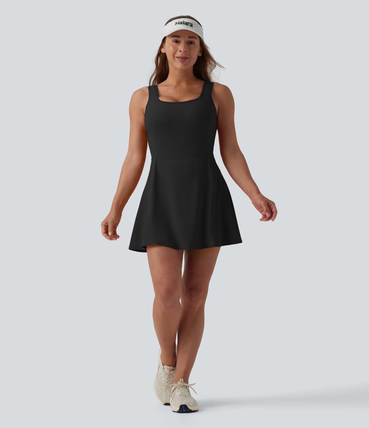 SoftlyZero™ Airy U Neck 2-in-1 Pocket Mini Cool Touch Dance Active Dress DD-F Cups-Easy Peezy