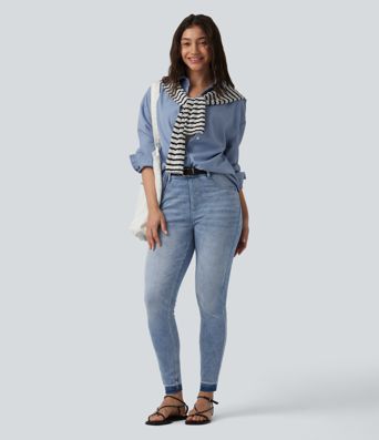 Halara Flex™ Jean slim décontracté taille haute avec poches Halara Flex™ Jean slim décontracté taille haute avec poches