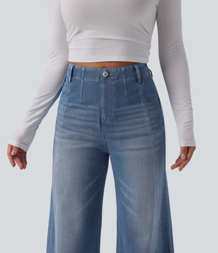Halara Flex™ High Waisted Tummy Control Wide Leg Casual Jeans with Pockets