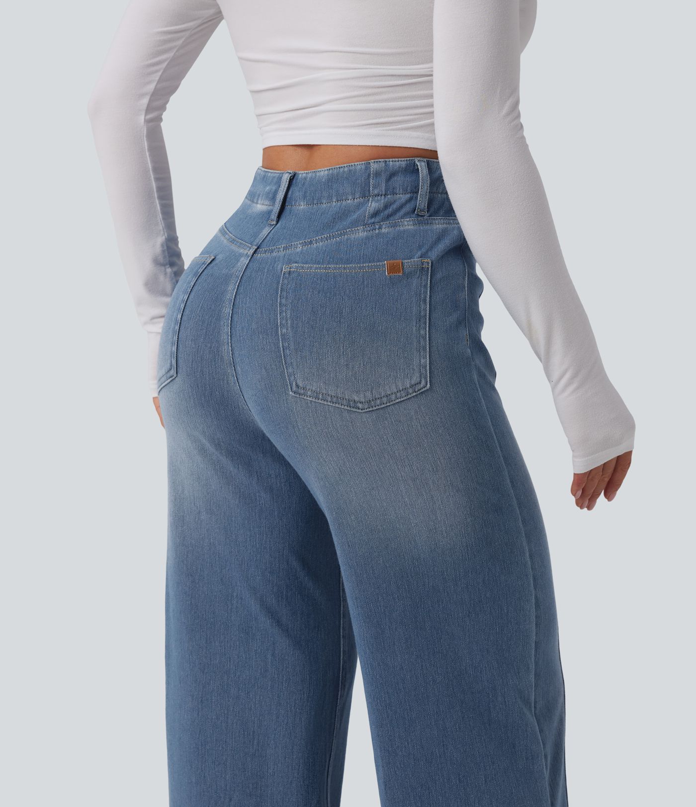 Halara Flex™ High Waisted Tummy Control Wide Leg Casual Jeans with Pockets