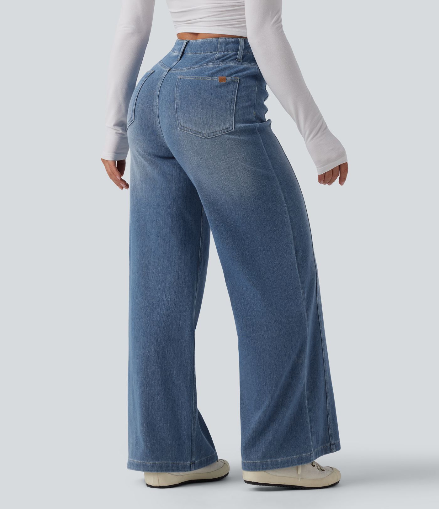 Halara Flex™ High Waisted Tummy Control Wide Leg Casual Jeans with Pockets