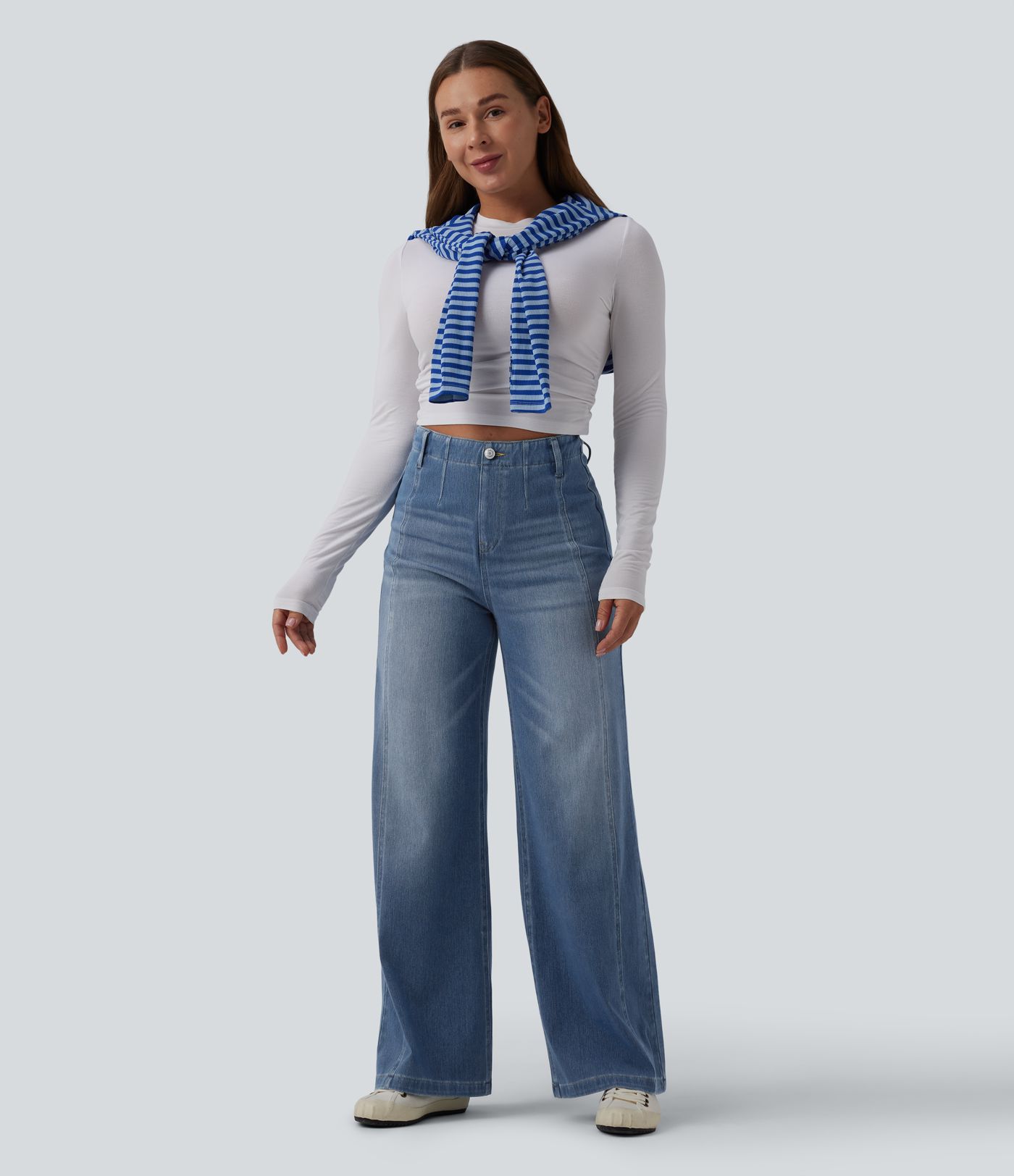 Halara Flex™ High Waisted Tummy Control Wide Leg Casual Jeans with Pockets