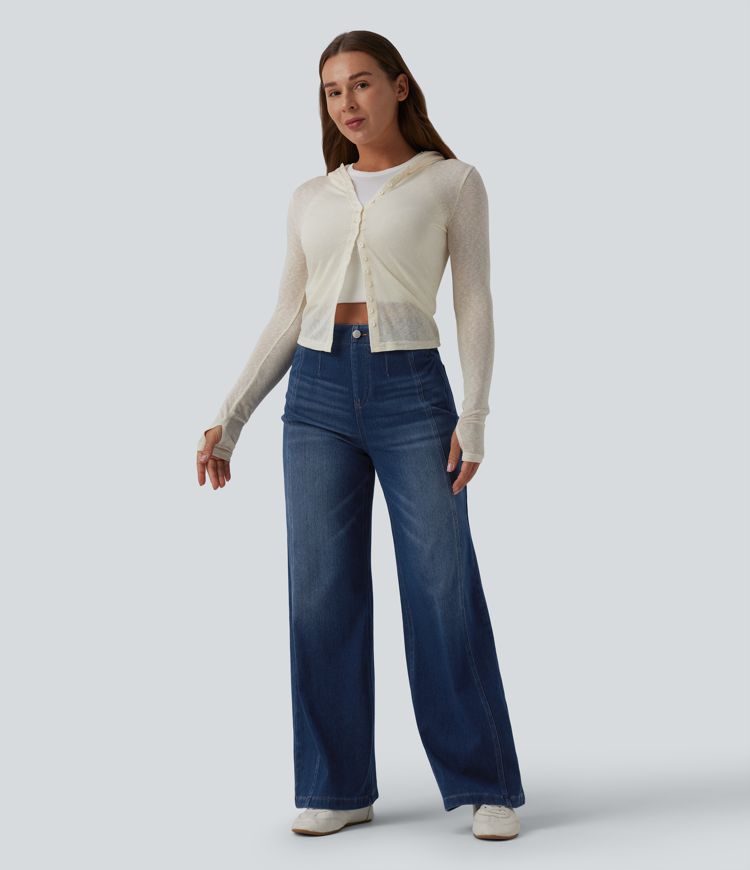 Halara Flex™ High Waisted Tummy Control Wide Leg Casual Jeans with Pockets