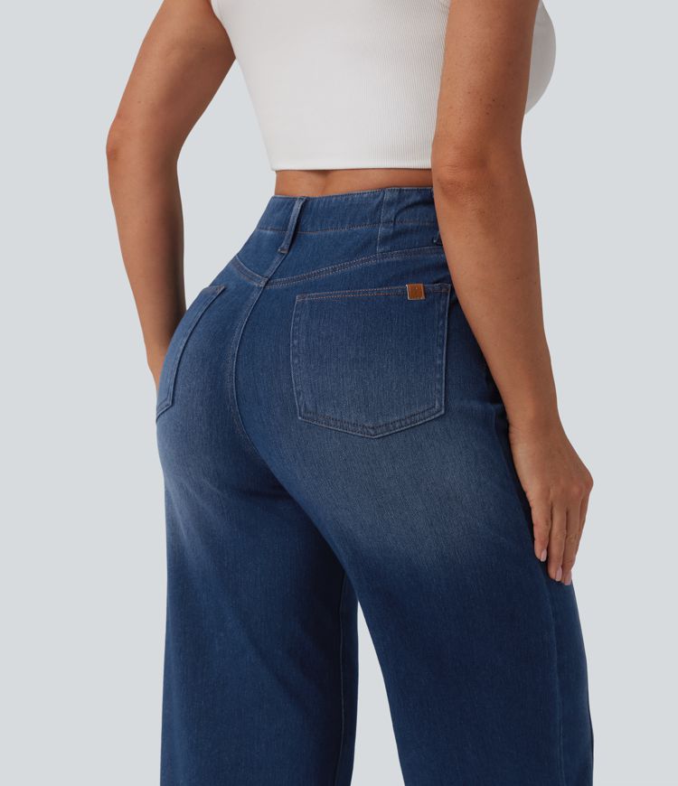 Halara Flex™ High Waisted Tummy Control Wide Leg Casual Jeans with Pockets