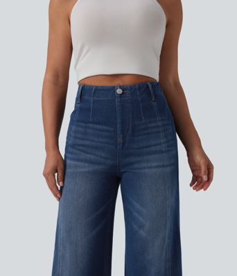 Halara Flex™ High Waisted Tummy Control Wide Leg Casual Jeans with Pockets