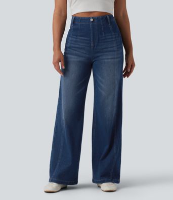 Halara Flex™ High Waisted Tummy Control Wide Leg Casual Jeans with Pockets