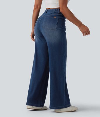 Halara Flex™ High Waisted Tummy Control Wide Leg Casual Jeans with Pockets