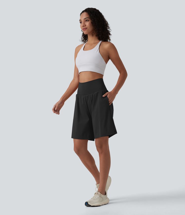 SoftlyZero™ Airy Super High Waisted 2-in-1 Cool Touch Yoga Running Shorts 9" with Pockets