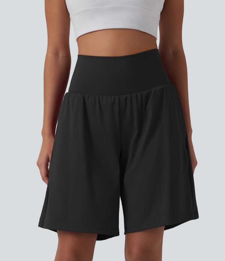 SoftlyZero™ Airy Super High Waisted 2-in-1 Cool Touch Yoga Running Shorts 9" with Pockets