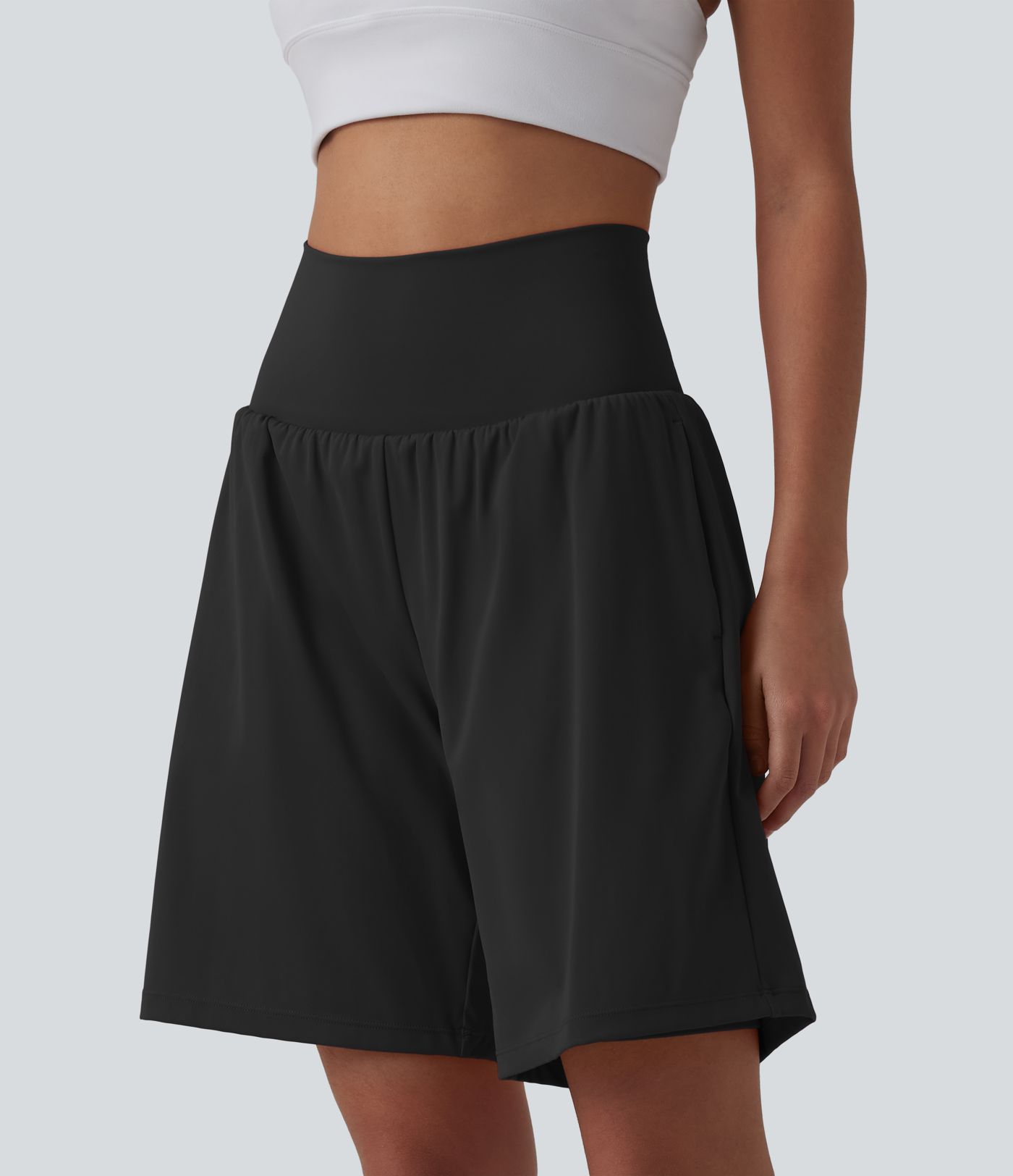 SoftlyZero™ Airy Super High Waisted 2-in-1 Cool Touch Yoga Running Shorts 9" with Pockets