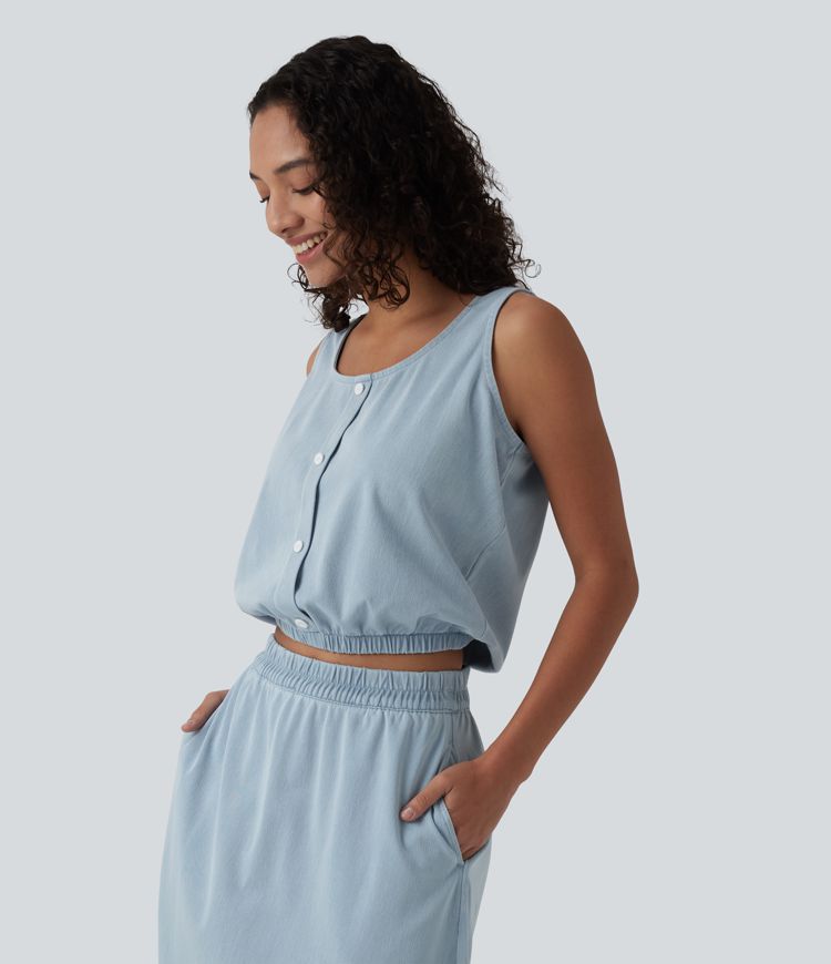 Halara Flex™ U Neck Denim Casual Tank Top