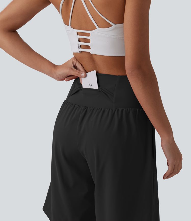 SoftlyZero™ Airy Super High Waisted 2-in-1 Cool Touch Yoga Running Shorts 9" with Pockets