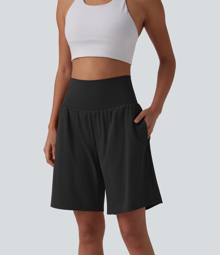 SoftlyZero™ Airy Super High Waisted 2-in-1 Cool Touch Yoga Running Shorts 9" with Pockets
