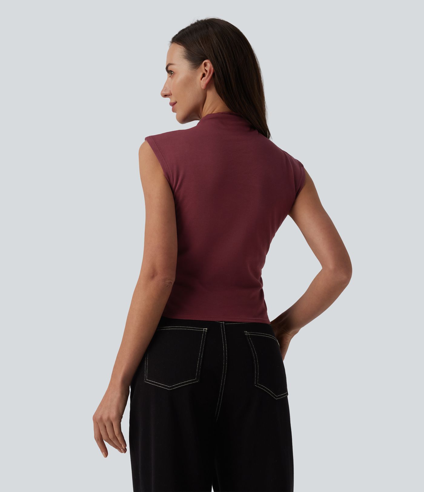 Débardeur de travail en coton à col montant