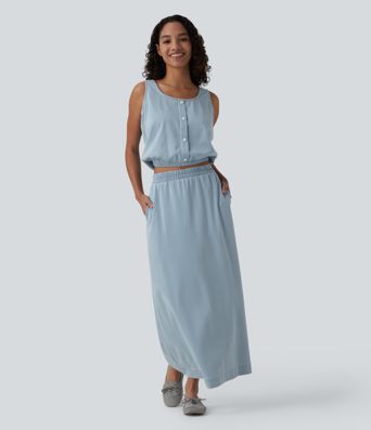 Halara Flex™ U Neck Denim Casual Tank Top