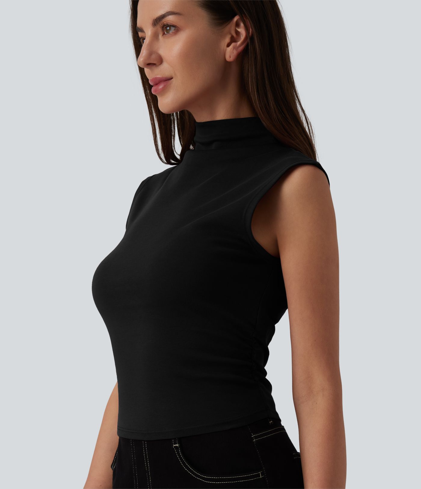 Mock Neck Work Pima Cotton Tank Top