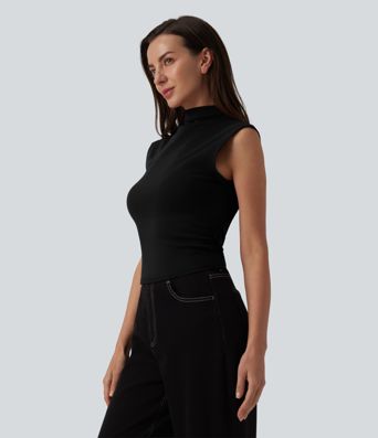 Mock Neck Work Pima Cotton Tank Top