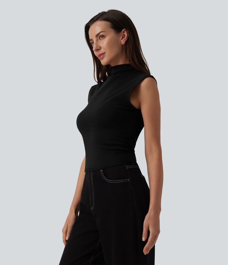 Mock Neck Work Pima Cotton Tank Top