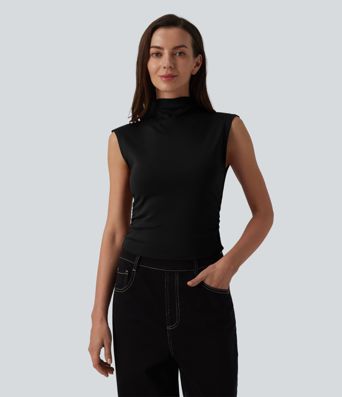 Mock Neck Work Pima Cotton Tank Top