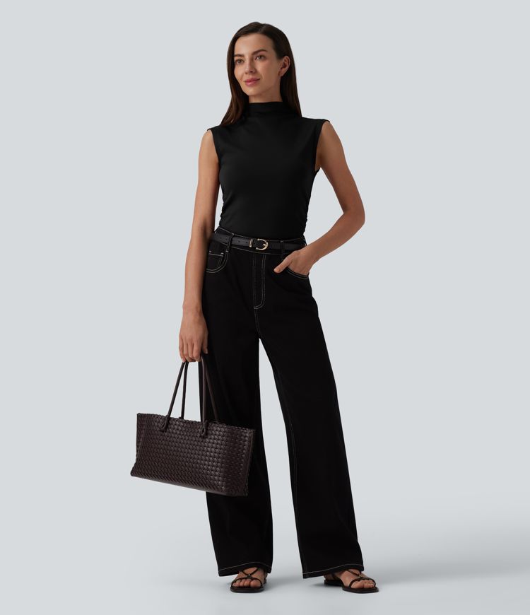 Mock Neck Work Pima Cotton Tank Top