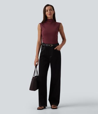 Débardeur de travail en coton à col montant