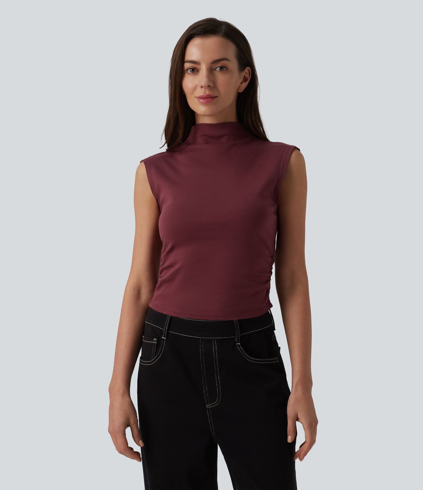 Débardeur de travail en coton à col montant