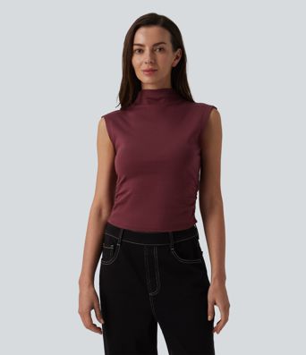 Débardeur de travail en coton à col montant