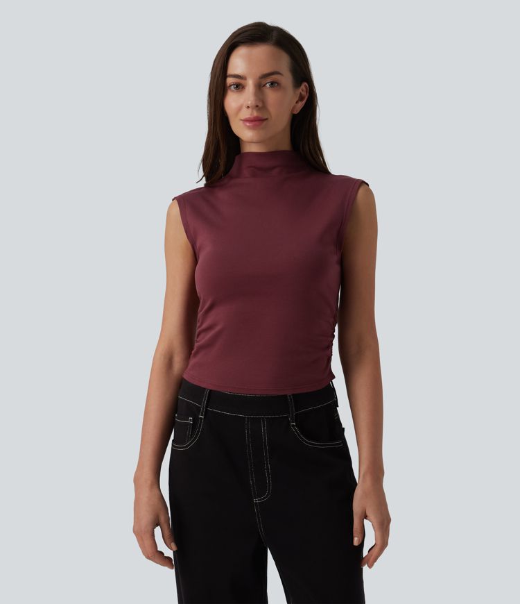 Débardeur de travail en coton à col montant